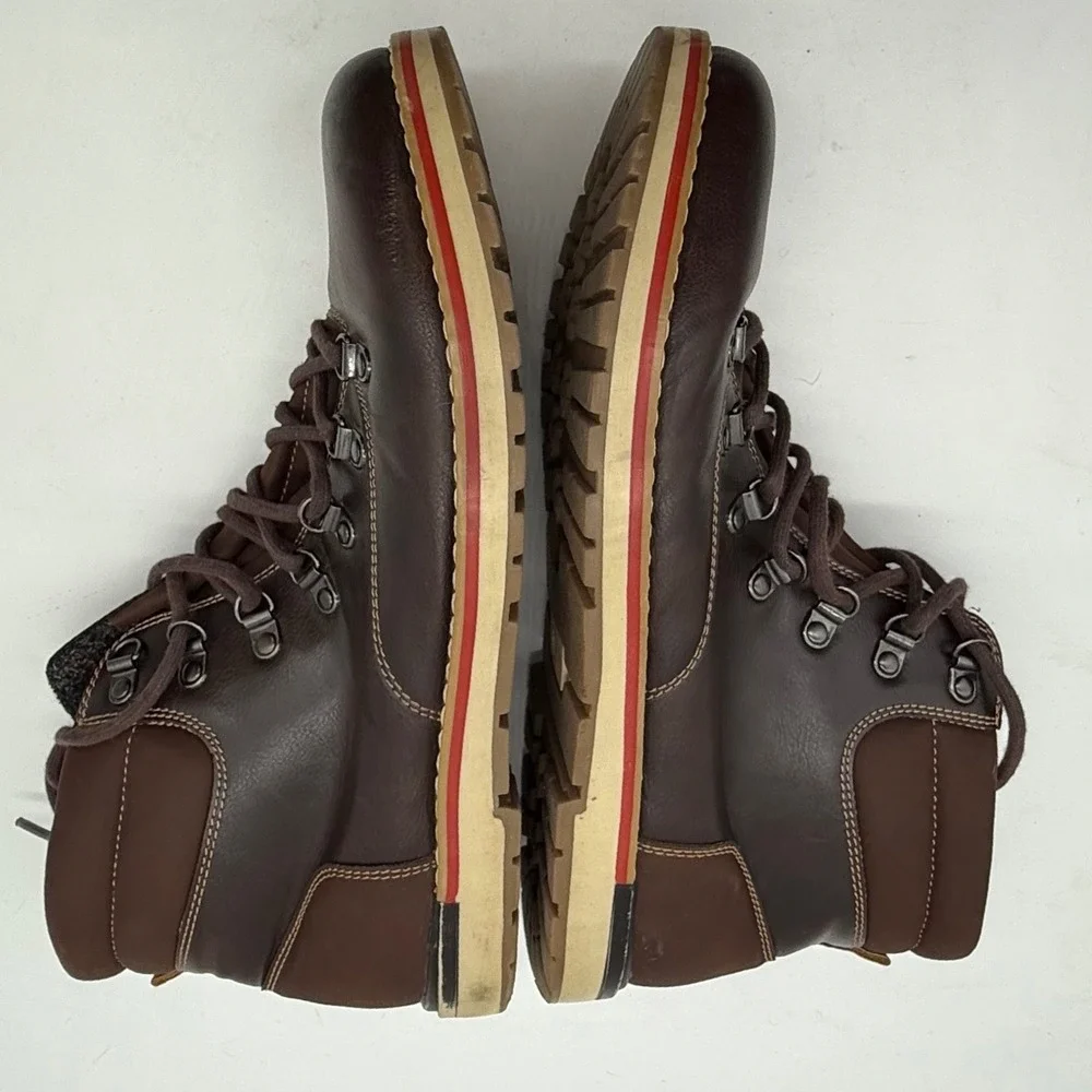 J.Ferrar Mens Brown Leather Lace Up‎ Hiking Boots Size 11M gorpcore